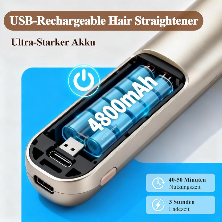 Glätteisen Mini Kabellos - 2 in 1 Glätteisen Locken und Glätten | Reise Hair Straightener | Keramik