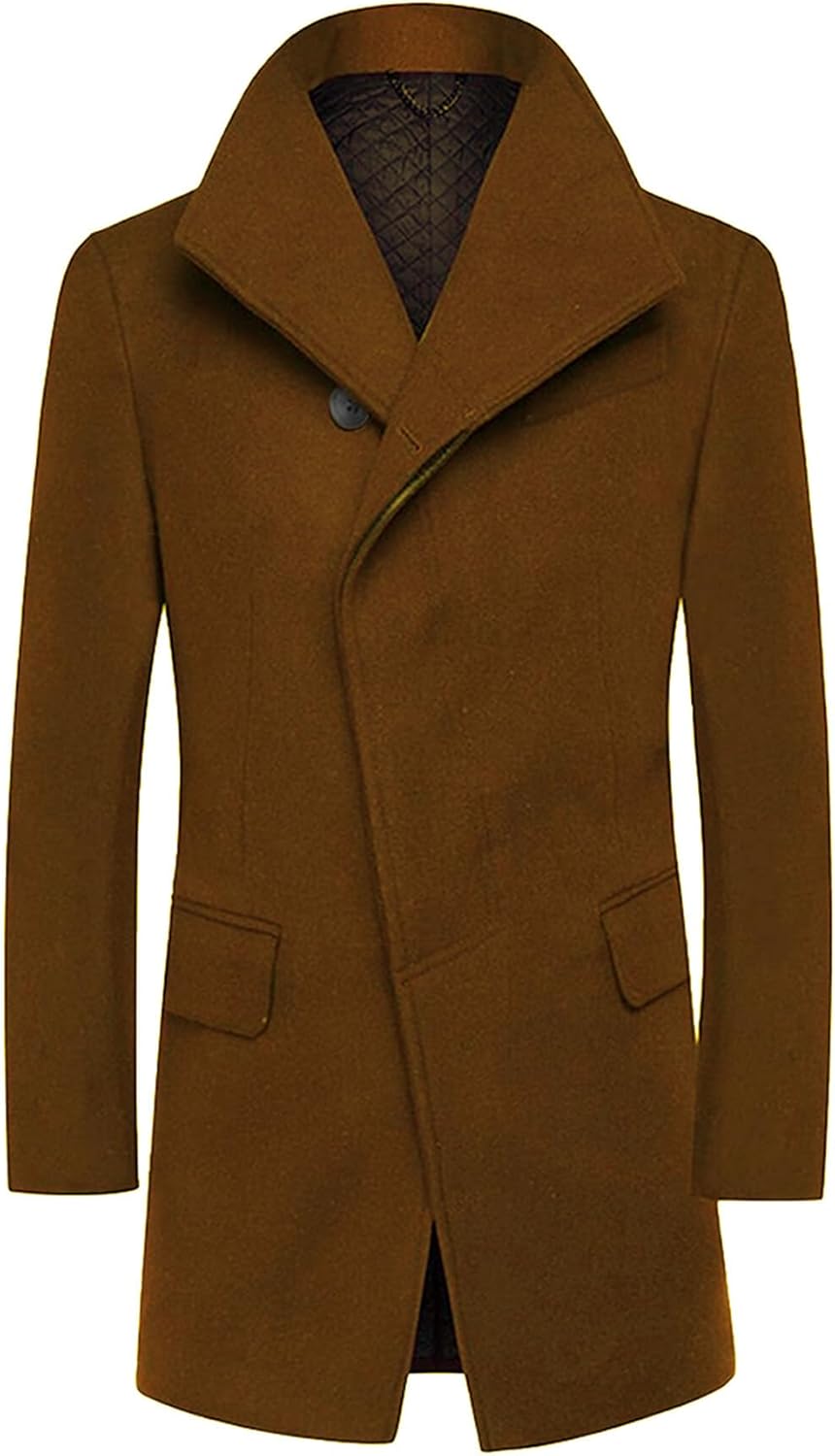 Allthemen Wintermantel Mantel Herren Lang Slim Fit Herrenmantel Winter Schwarz Business Mantel Herre