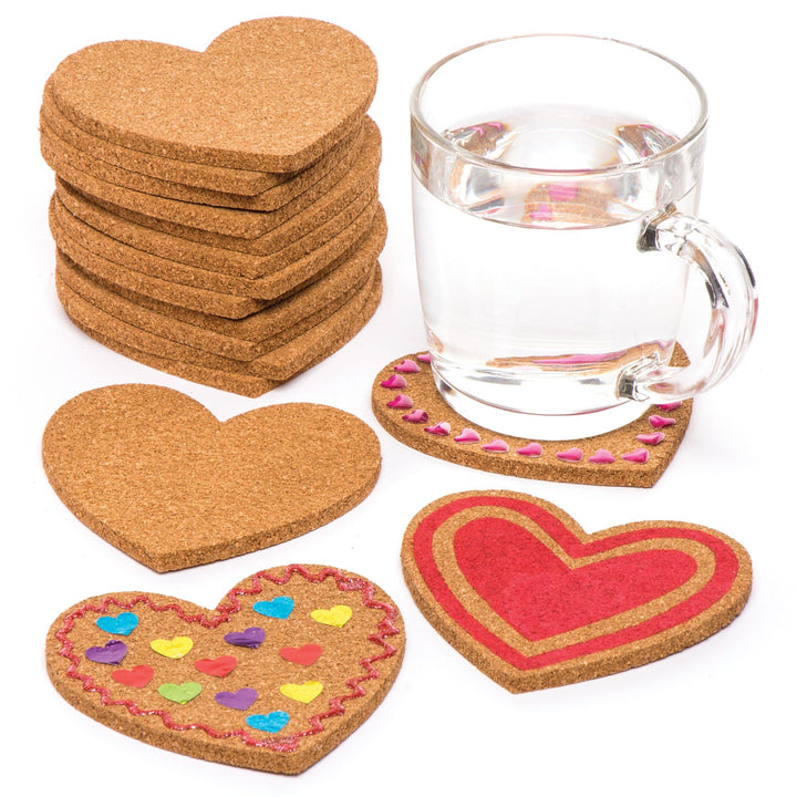 Baker Ross Grosspackung Kork-Untersetzer „Herz“ (30 Stück) – Bastelidee zum Valentinstag oder Mutter