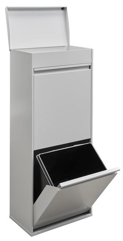 ARREGUI Top CR422-B Mülltrennsystem aus Stahl mit Aufbewahrungsbox mit Deckel | 3 Fächer Mülleimer f