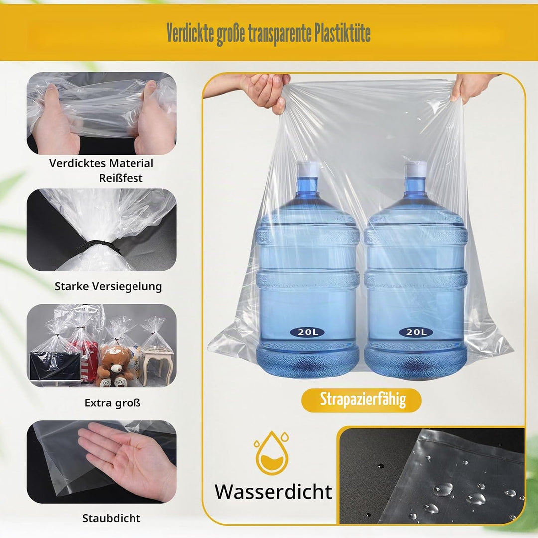 DBREAKS 10 Stück 100x150CM Extra Grosse Gaint Durchsichtige Kunststoff-Aufbewahrungstaschen, Plastik