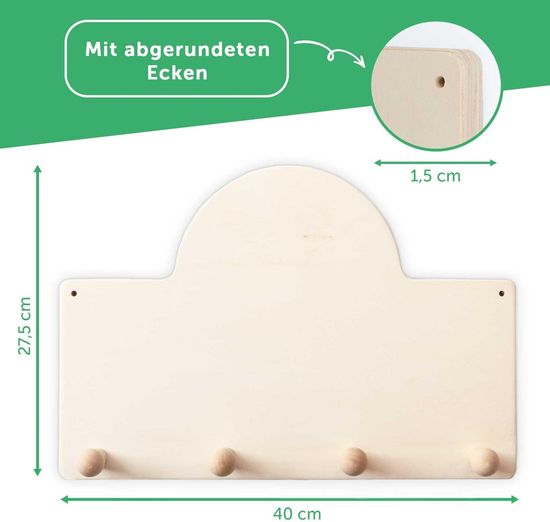 GRAVURZEILE Personalisierte Kindergarderobe - Einhorn - Personalisiert mit Name - Garderobe aus Holz