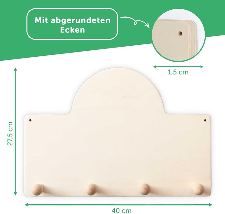 GRAVURZEILE Personalisierte Kindergarderobe - Einhorn - Personalisiert mit Name - Garderobe aus Holz