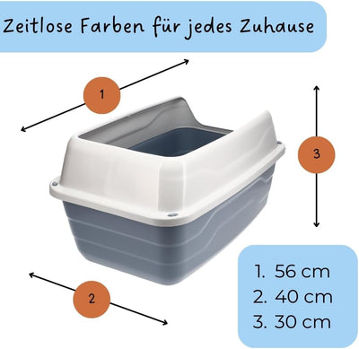 GarPet XXL Extra hohe Katzentoilette offene Katzenklo mit hohem Rand Jumbo Schalentoilette gross ohn
