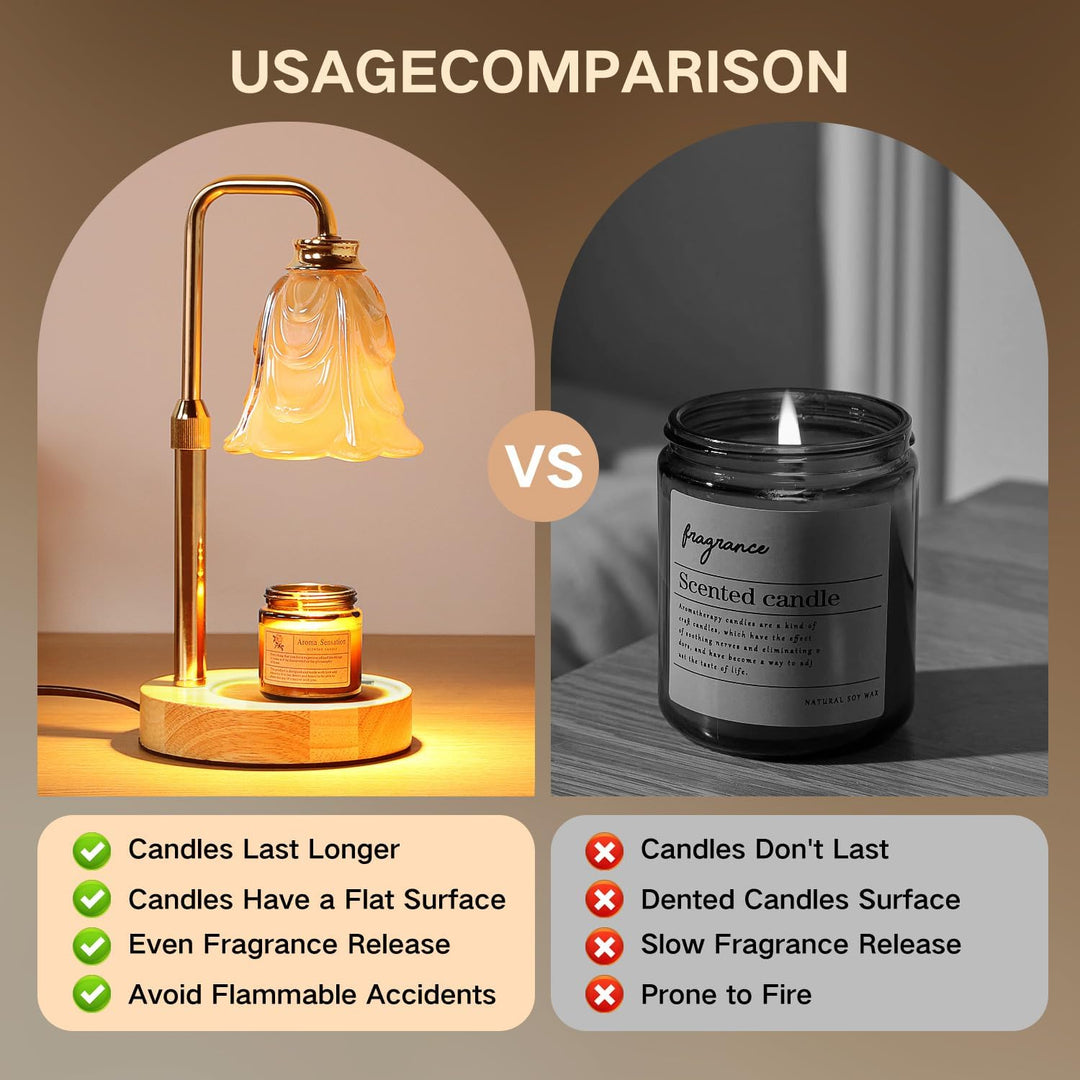 Candle Warmer Lamp with Timer Electric Adjustable Height Candle Warmer Dimmable Wax Warmer Lamp Jar
