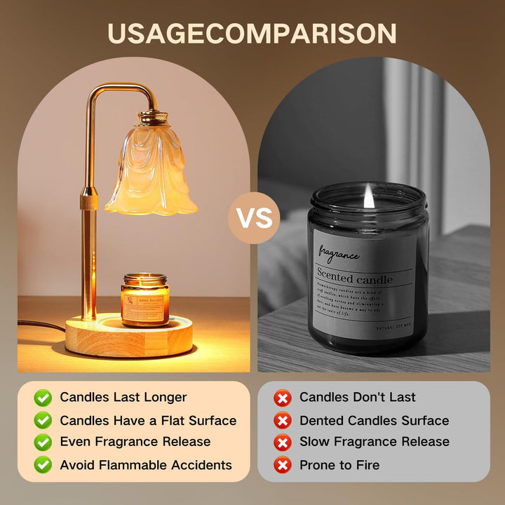 Candle Warmer Lamp with Timer Electric Adjustable Height Candle Warmer Dimmable Wax Warmer Lamp Jar