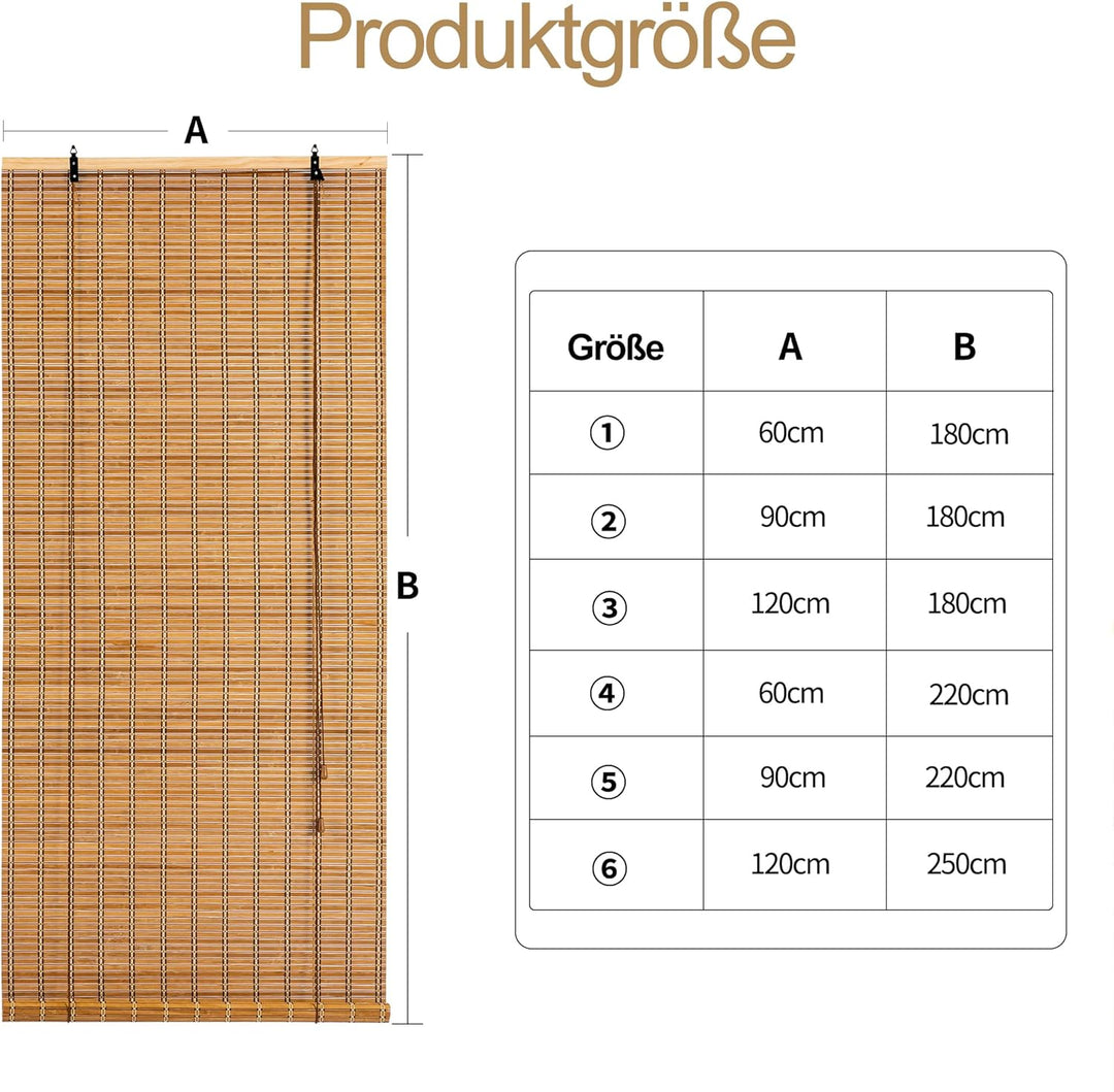 Cy.curtain bright Bambusrollo Bambus Rollo Sonnenschutz und Sichtschutz Rollo,für Fenster Und Türen,