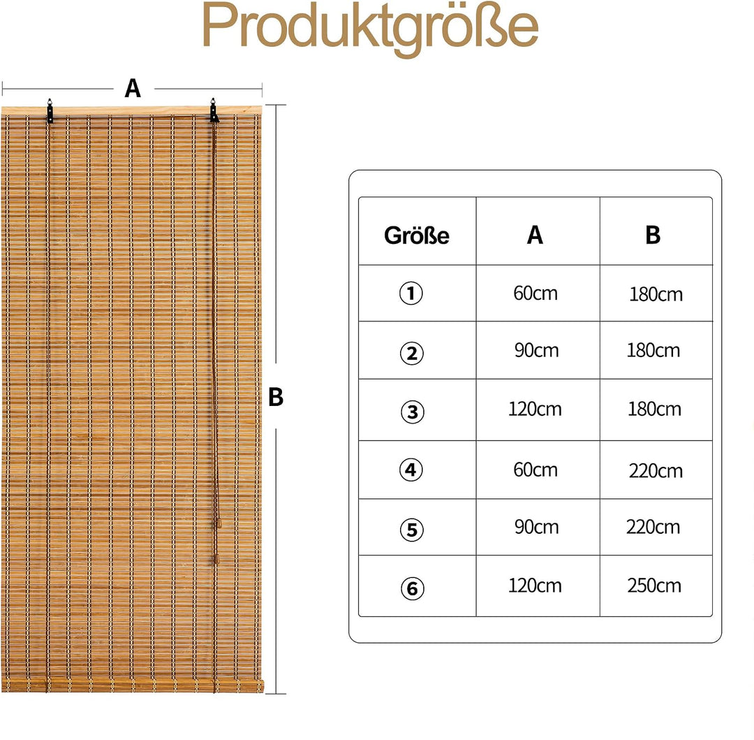 Cy.curtain bright Bambusrollo Bambus Rollo Sonnenschutz und Sichtschutz Rollo,für Fenster Und Türen,
