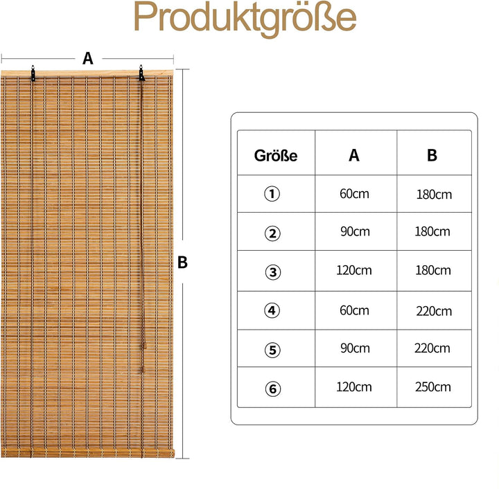 Cy.curtain bright Bambusrollo Bambus Rollo Sonnenschutz und Sichtschutz Rollo,für Fenster Und Türen,