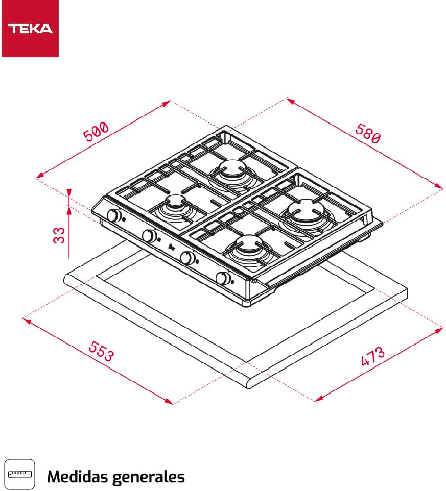 Teka EX 60 1 4 g auf dem Nat eingebaut Gas Edelstahl