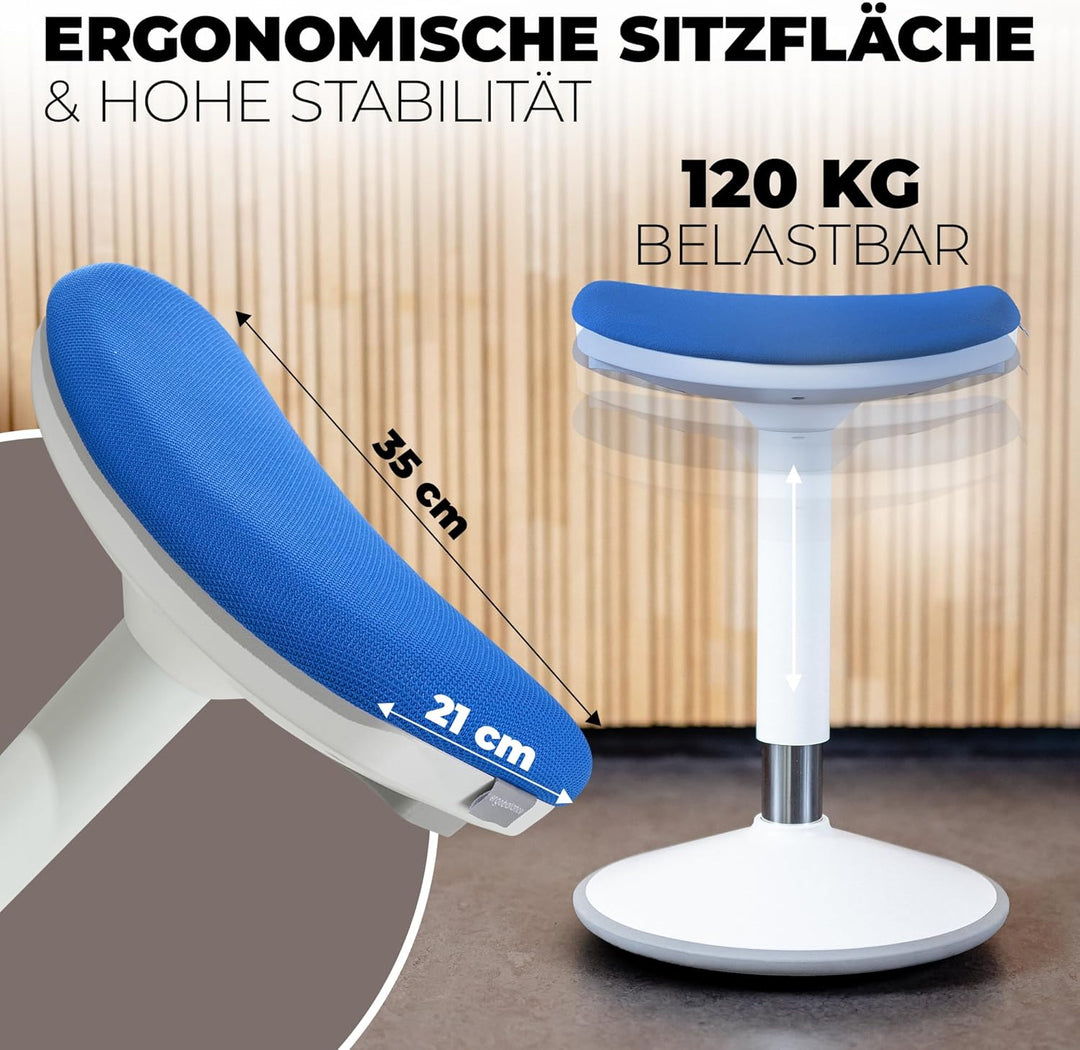 Ergonomischer Bürohocker [2 Sitzpositionen] höhenverstellbarer Sattelhocker [43–63 cm] Sitzhocker fü