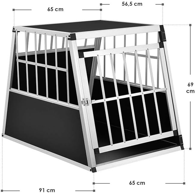 Juskys Alu Hundetransportbox L-X - 65x91x69 cm - Auto Hundebox robust & pflegeleicht - Gittertür ver
