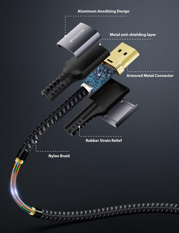 Stouchi DisplayPort Kabel 2.1 4M DP2.1/2.0 Kabel [16K@60Hz,10K@60Hz, 8K@120Hz,4K@240Hz 165Hz 144Hz]
