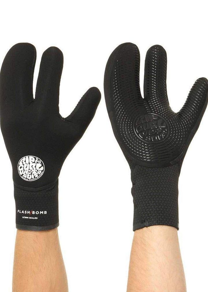 Rip Curl Flashbomb 5/3mm 3 Fingerhandschuh - Schwarz - Flash-Futter - Unisex - Stitchless- Technolog