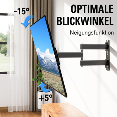 TV Wandhalterung Schwenkbar Neigbar Ausziehbar, Fernseher Wandhalterung für 26-60 Zoll Flach & Curve