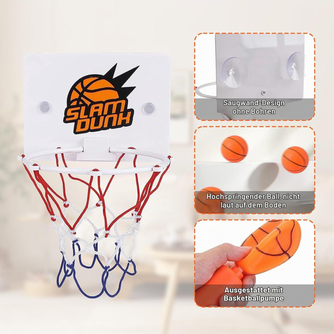 4 Pcs Mini Basketballkorb FüRs Zimmer, Mit Saugnapf Und Luftpumpe Mini Basketball, Kein Stanzen Erfo