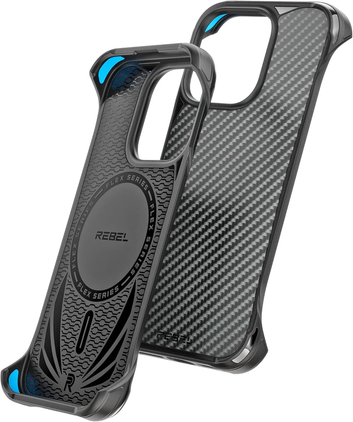REBEL Schutzhülle für iPhone 14 Pro [Flex-Serie] Freiliegende Seiten, Aramidfaser, stark MagSafe-kom