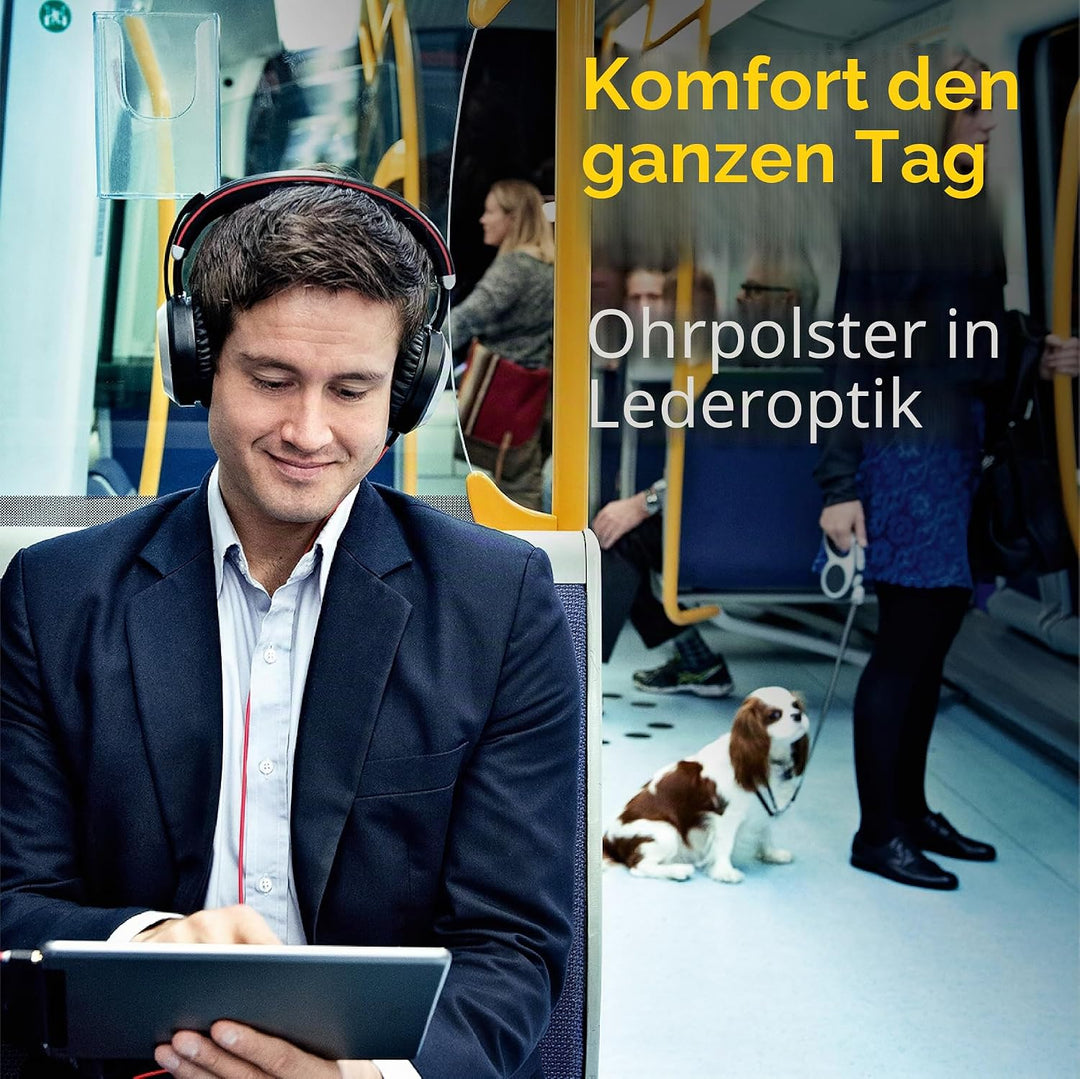 Jabra Evolve 80 MS Stereo Over-Ear Headset – Microsoft Teams zertifizierte Kopfhörer mit aktivem Noi