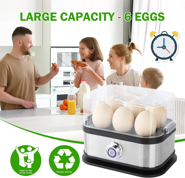 VINATO Eierkocher, bis zu 6 Eier (weich, mittel, hart, pochiert), Familiengrösse Egg Cooker, Leicht