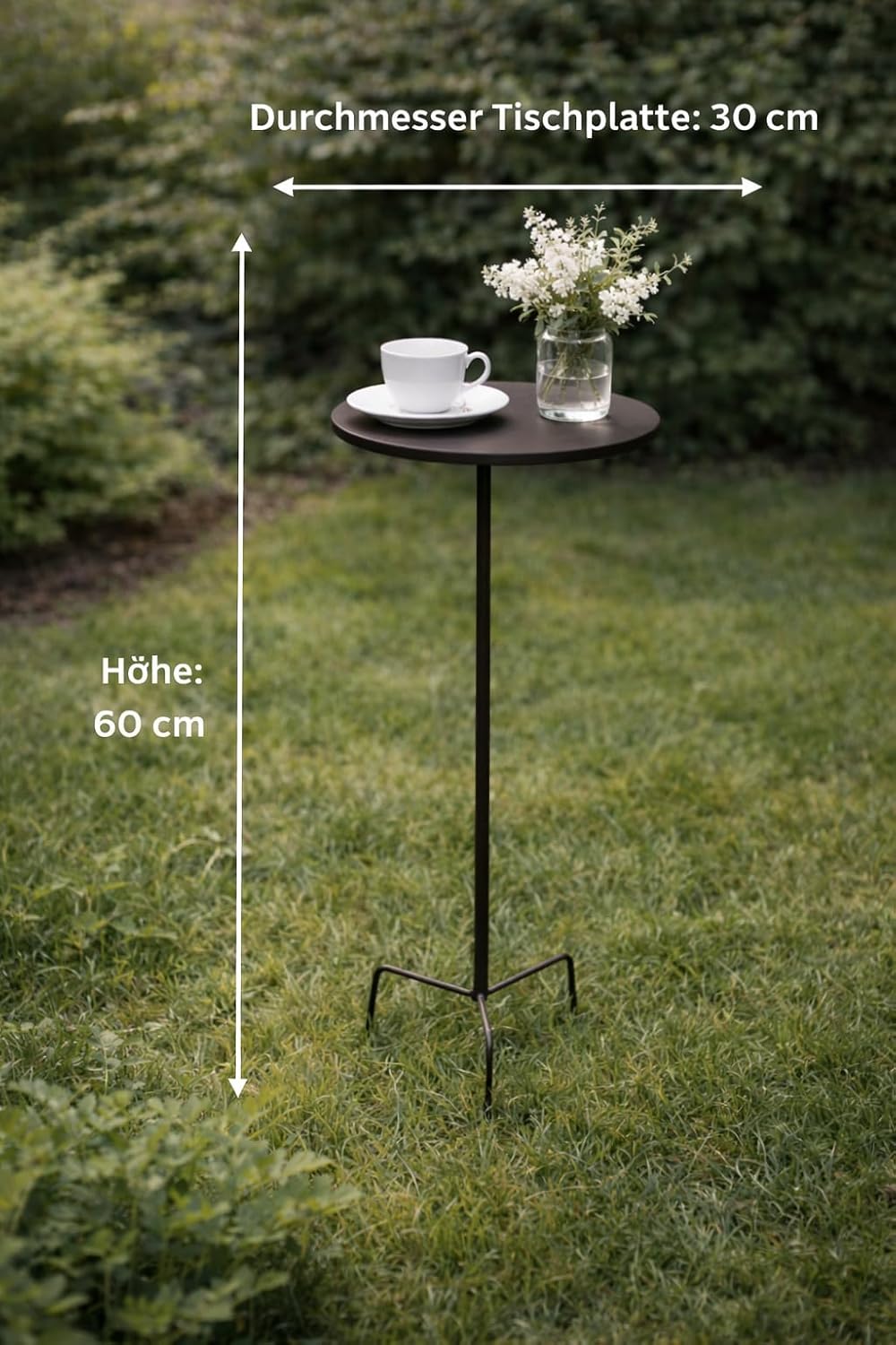 Bornhöft Gartenstecker Tisch Stecktisch für den Rasen Garten Gartenstecktisch Dekotisch Metall Rost