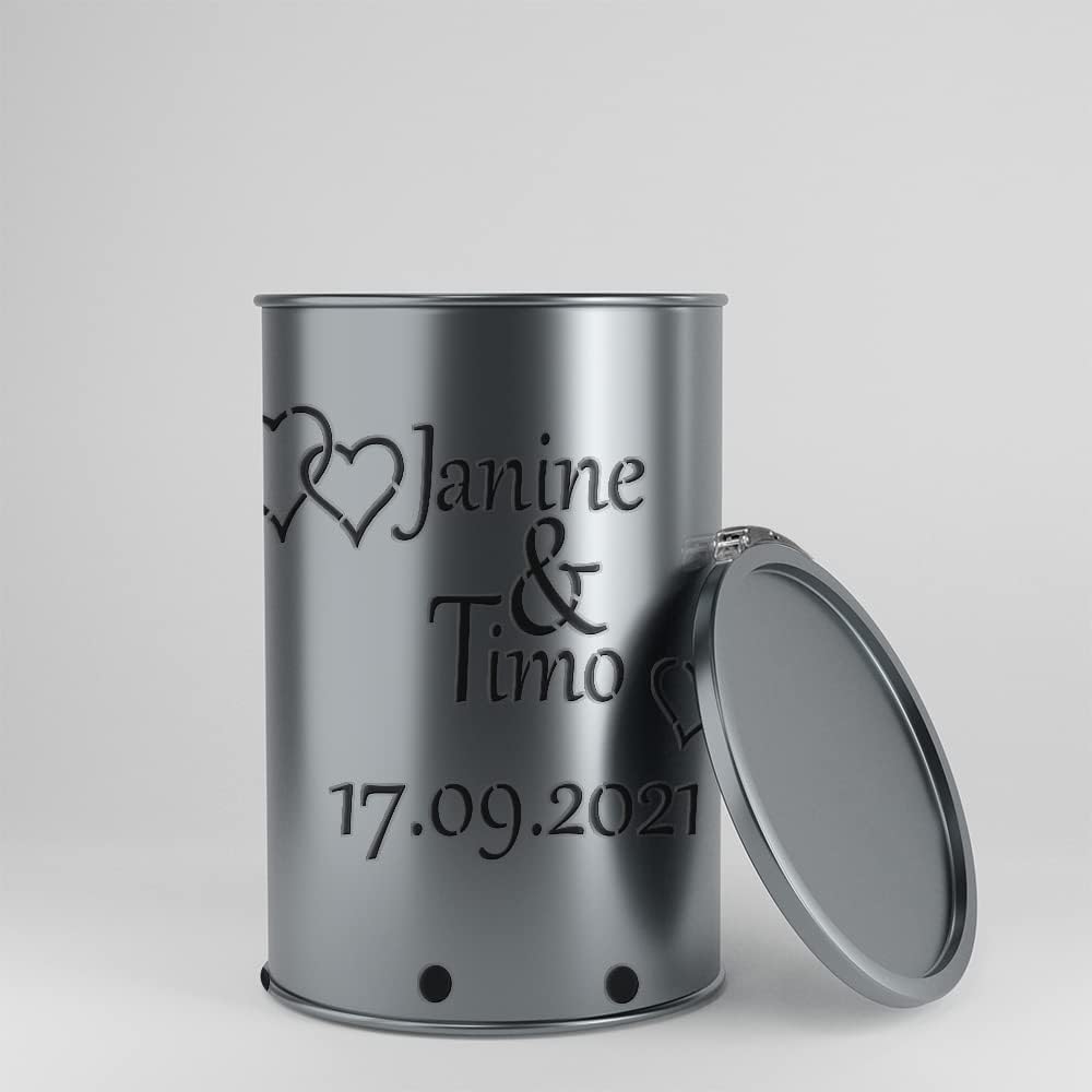 Fuchsbau Feuertonnen Feuertonne mit - Hochzeit - Motiv - personalisierbar - Gefertigt aus neuem Ölfa