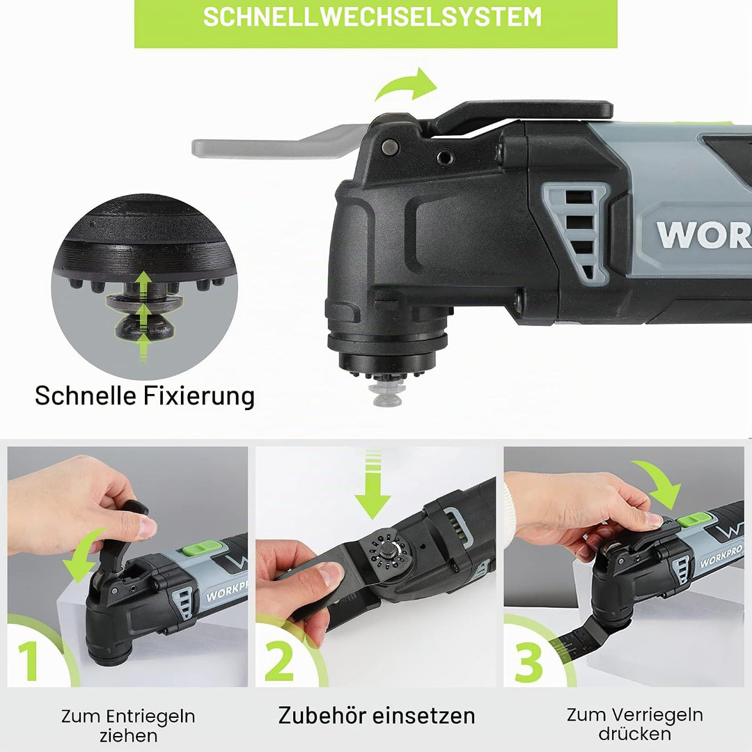 WORKPRO 300W Multifunktionswerkzeug, Oszillierende Säge mit 17 Zubehör und Aufbewahrungstasche, 7 Dr