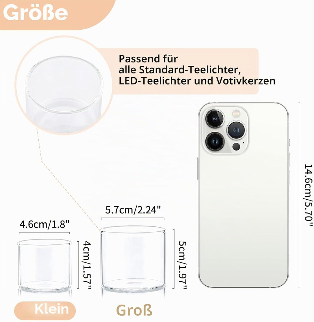 Nuptio Klarglas Votivkerzenhalter Satz von 12 Mini Teelichthalter Kerze Teelichthalter 4.6cm Breite