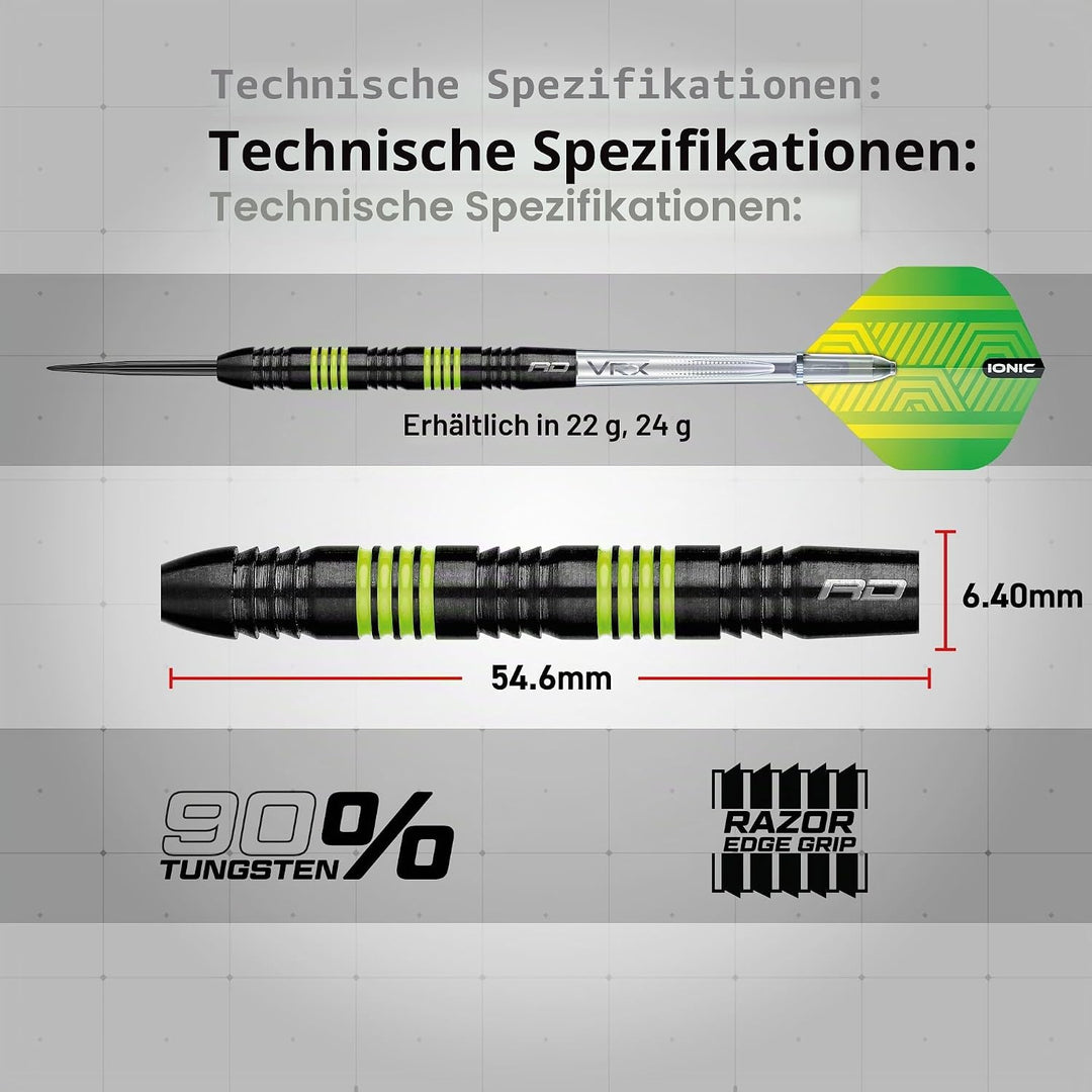 RED DRAGON Freestyle Tungsten Darts Set mit Flights und Schäfte 24.0 Gramm, 24.0 Gramm