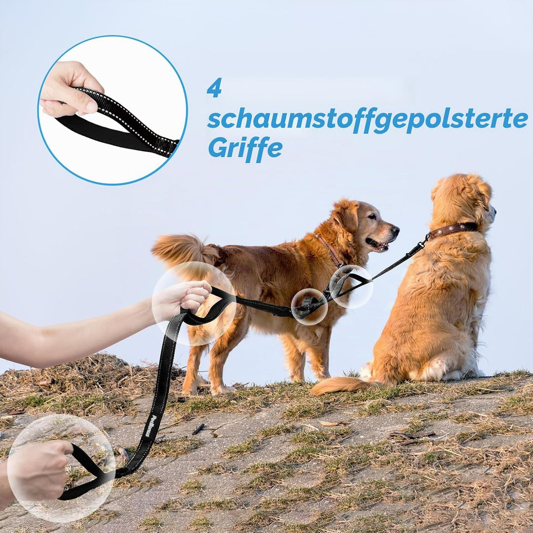 PetBonus Hundeleine Doppelleine für 2 Hunde, Keine Verwicklung hundeleine mittelgrosse grosse Hunde,
