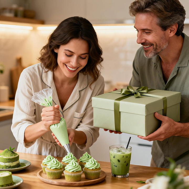 8 Stück Matcha Set Rose mit Besenhalter | Edelstahl-Sieb für klumpenfreien Matcha | Inkl Bambus bese