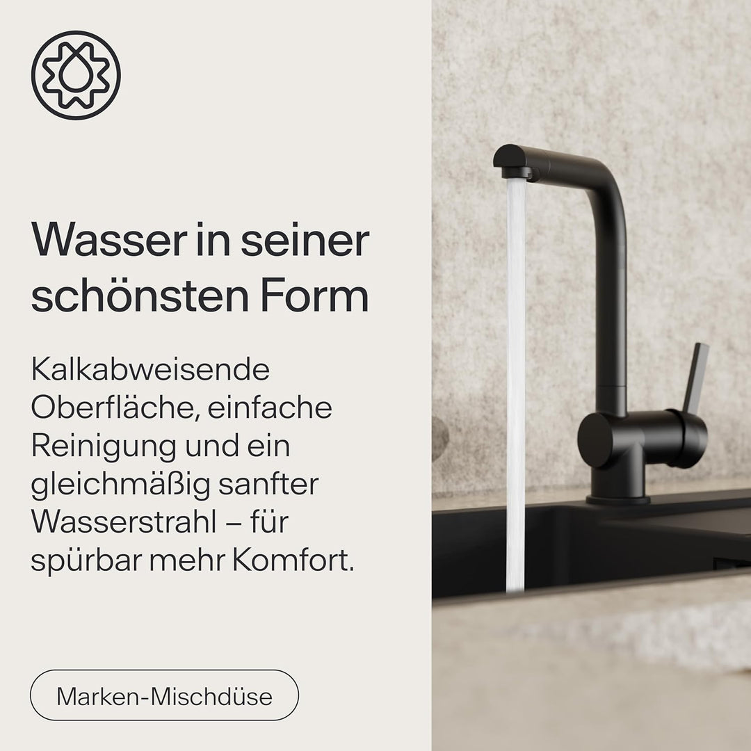 Wasserwerk Küchenarmatur WK4 | Wasserhahn Küche | Spültischarmatur mit Schwenkauslauf | 360° drehbar