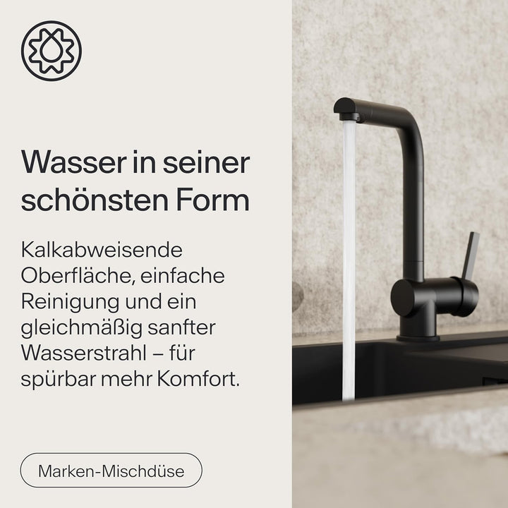 Wasserwerk Küchenarmatur WK4 | Wasserhahn Küche | Spültischarmatur mit Schwenkauslauf | 360° drehbar