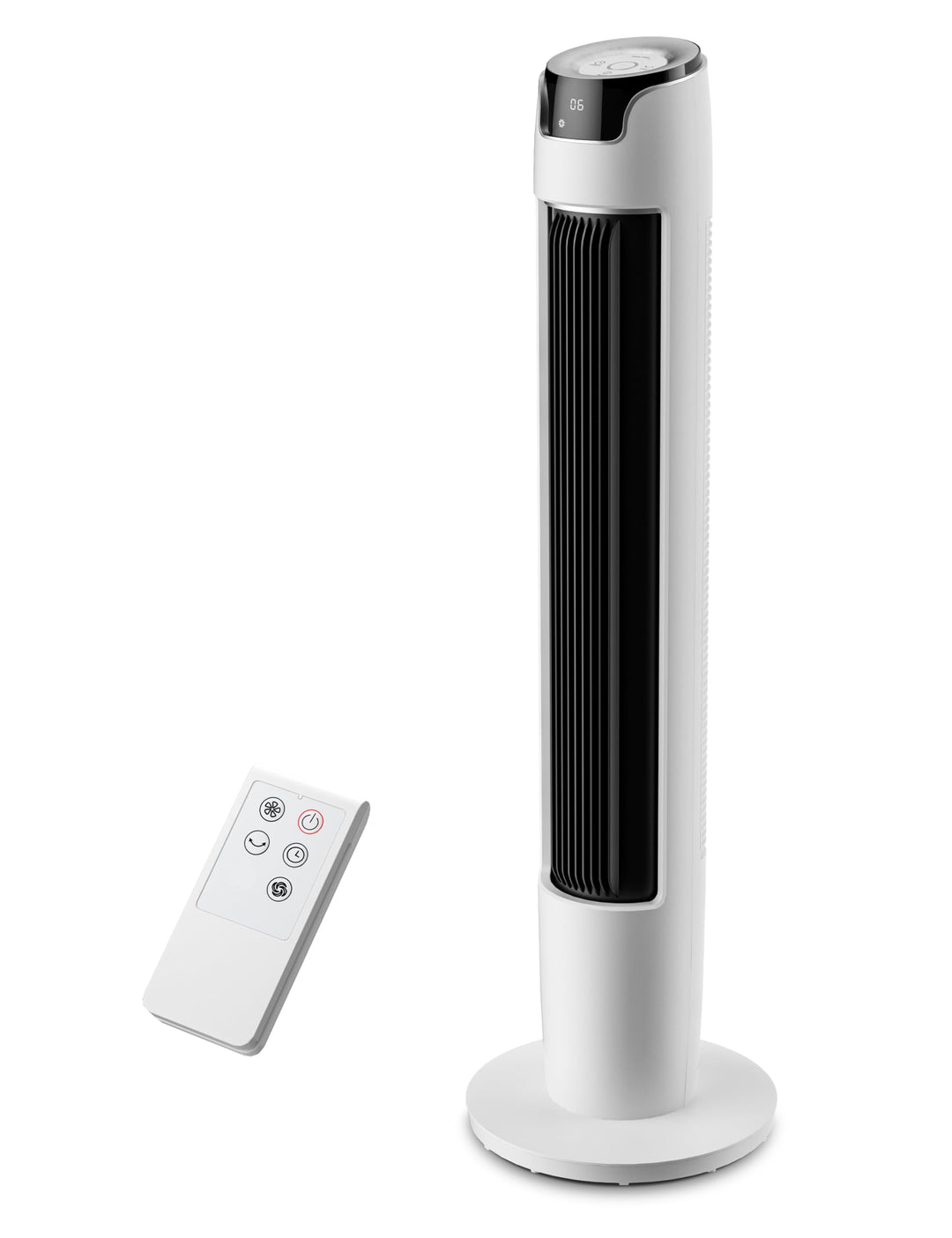 Midea FZ10-16AR Turmventilator mit Fernbedienung 110 cm,Standventilator mit Oszilation 60°,6 Geschwi