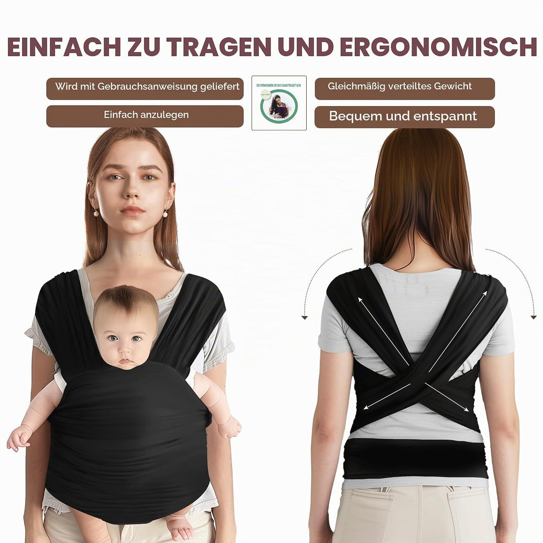 Tragetuch Baby Neugeboren, Baby Tragetuch Neugeborene aus Weicher Baumwolle, Belastbar Bis 15 kg, Sc