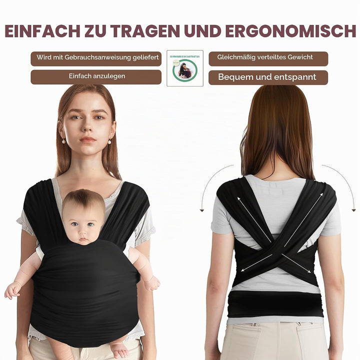Tragetuch Baby Neugeboren, Baby Tragetuch Neugeborene aus Weicher Baumwolle, Belastbar Bis 15 kg, Sc