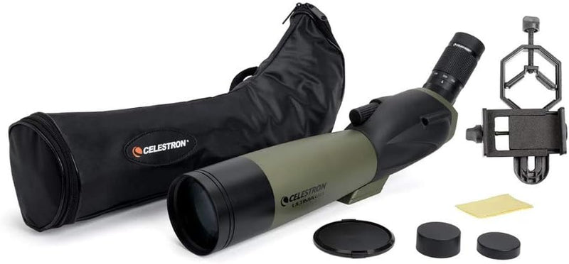 Celestron Ultima 80 abgewinkeltes Spektiv - 20-60x Zoom Okular - mehrfach vergütete Optik für Vogelb