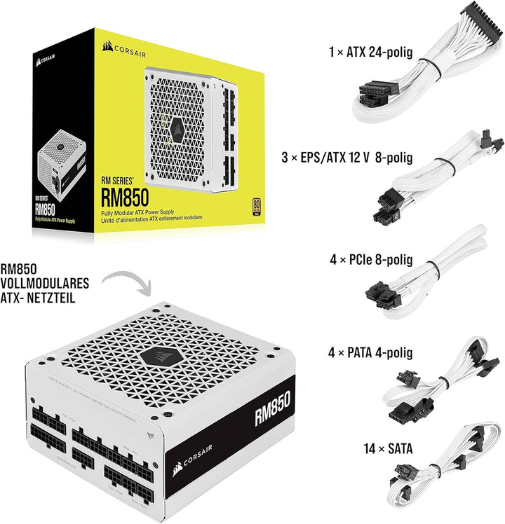 Corsair RM850 (2021), RM Series, 850 Watt 80 Plus Gold Vollmodulares ATX-Netzteil (Drei EPS12V-Ansch