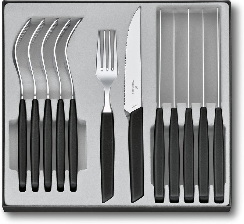 Victorinox Swiss Modern Besteck-Set für 6 Personen, 12-teilig, inkl. scharfe Steakmesser mit Wellens