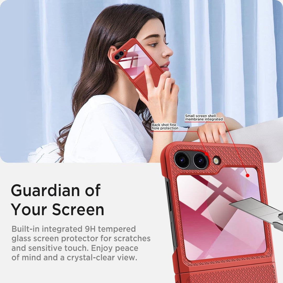 Miimall Hülle Kompatibel mit Samsung Galaxy Z Flip 6/7 FE Hülle mit Kameraschutz, [TPU Scharnierschu