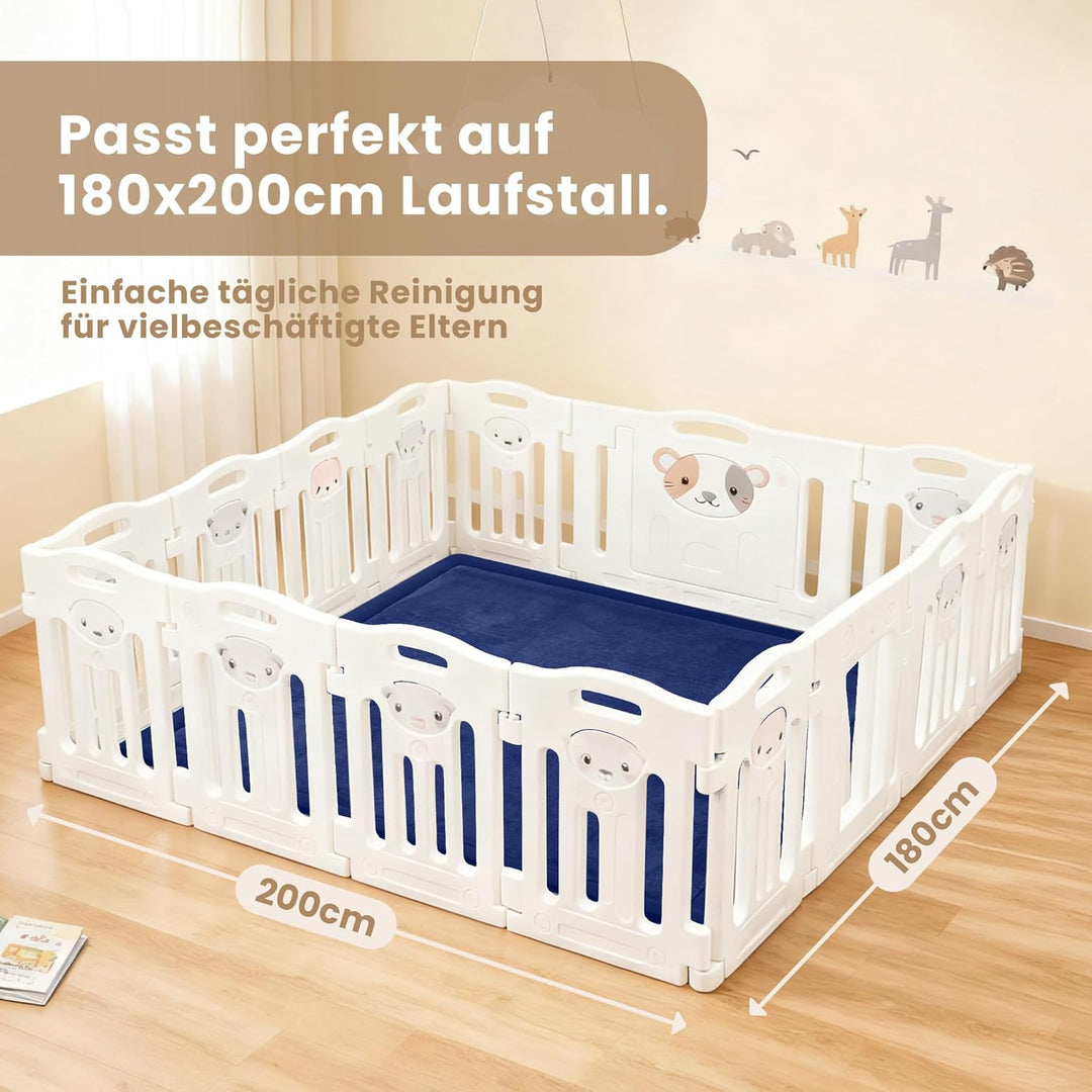 ACOMOPACK Baby Krabbelmatte 180x200x3.5cm Extra grosse Spielmatte mit Schaumfüllung Rutschfester Unt
