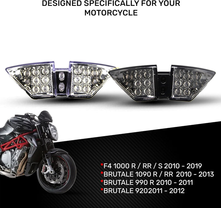 avdb-moto LED-Bremslicht mit integrierten Blinker kompatibel mit MV Agusta F4 Brutale 2010/2016 (Kla