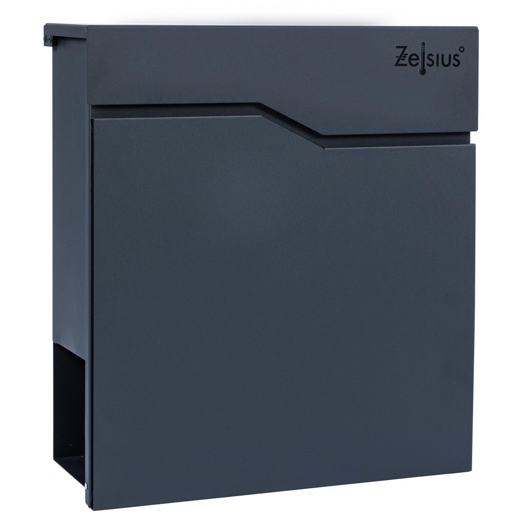 Zelsius Briefkasten Wave mit Zeitungsfach | integrierter Soft-Close-Effekt | Postbox in RAL7016 Anth