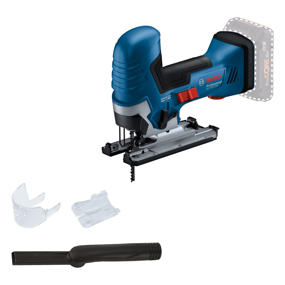 Bosch Professional 18V System Akku-Stichsäge GST 18V-125 S (ideal für Kurven- und Abschnitte, SDS-Sä
