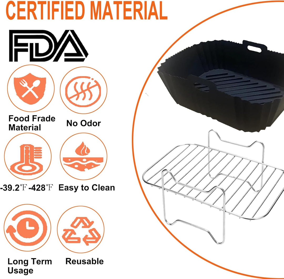 Dual Zone Heissluftfritteusen Zubehör, Airfryer Zubehörset Mit Silikonform Pot Kompatibel für Ninja