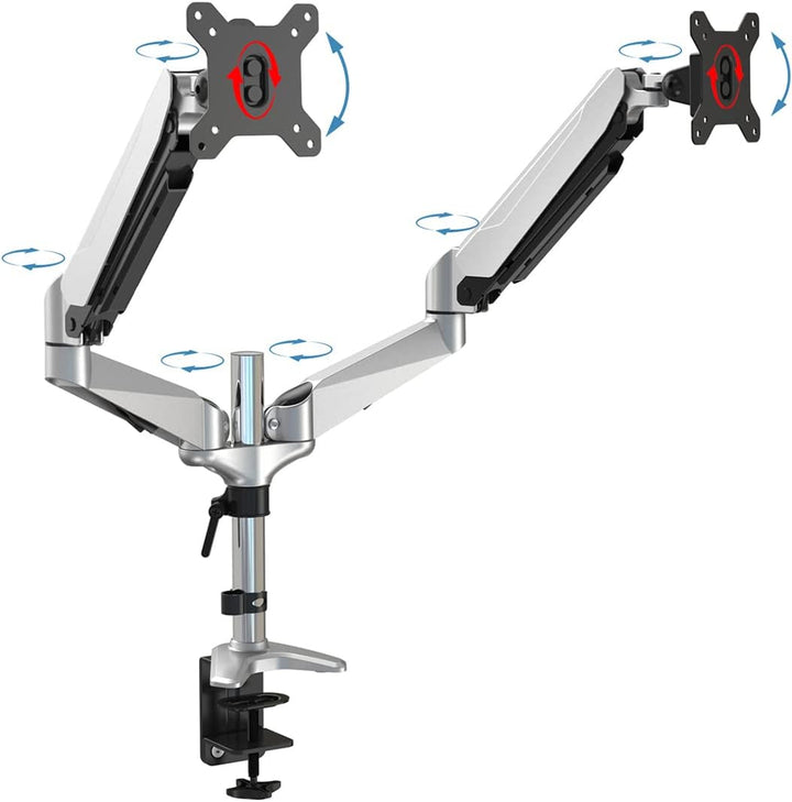 DIGITUS Monitorhalterung - Klemme & Gasdruckfeder - 2 Monitore - Bis 27 Zoll - Bis 2x 8 kg - VESA 75