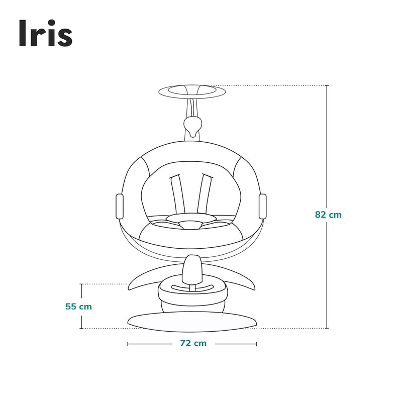 LIONELO Iris Elektrisch Babywippe 360o drehbar für Babys bis zu 9 kg Verstellbare Rückenlehne, 5 Wie