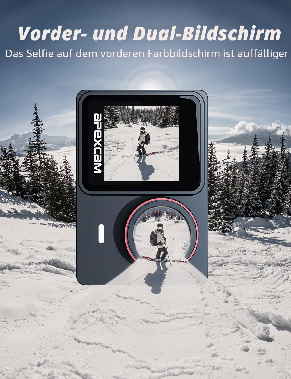 Apexcam X80Pro mit 128G Karte Action Cam 4K60FPS 48MP mit Doppelbildschirme EIS Stabilisierung WiFi