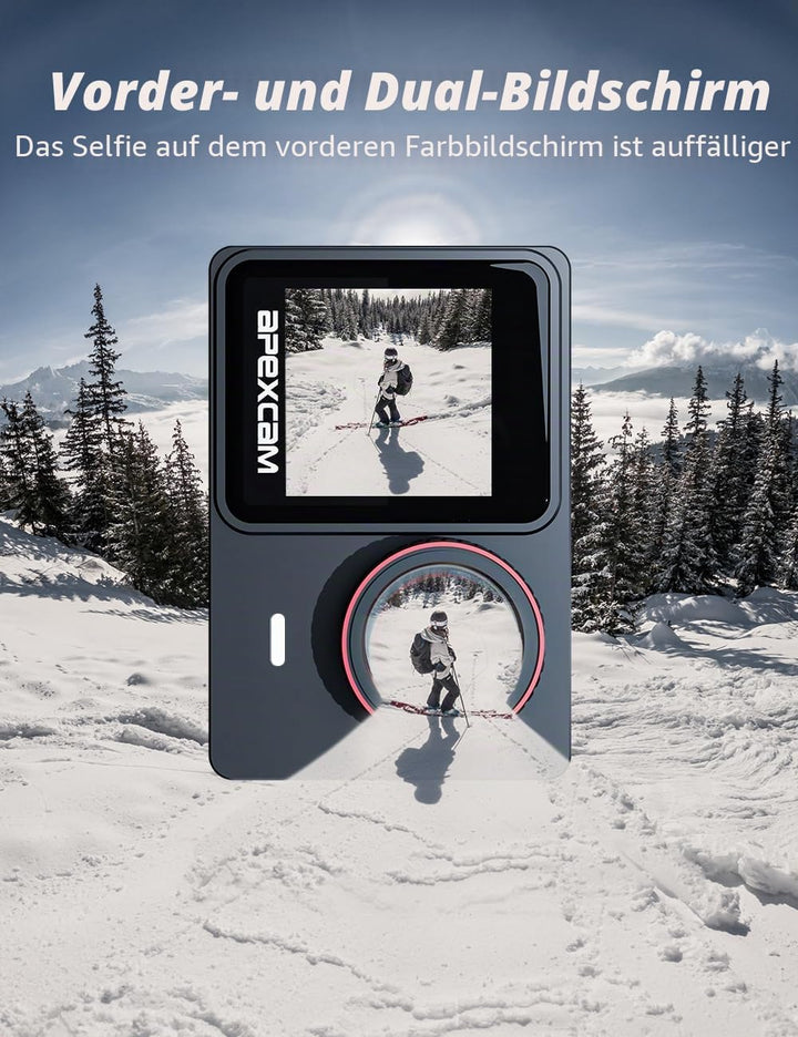 Apexcam X80Pro mit 128G Karte Action Cam 4K60FPS 48MP mit Doppelbildschirme EIS Stabilisierung WiFi
