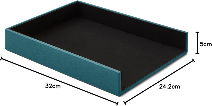Eglooh - Atena - Ablagefächer für Schreibtisch und Büro Echtes Leder Türkisgrün Blau - Bürobedarf Br