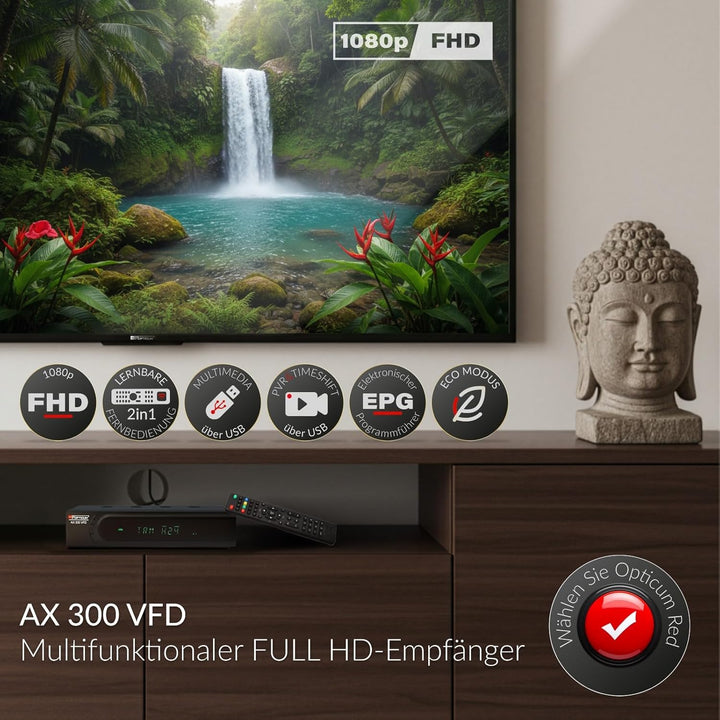 Megasat HD 390 HD SAT Receiver (HDTV, DVB-S2, HDMI, 1080p, SCART, USB Mediaplayer, Full HD, Astra vo